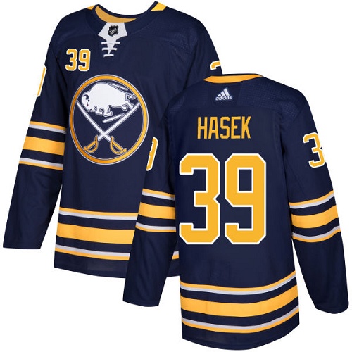 Adidas Sabres #39 Dominik Hasek Navy Blue Home Authentic Stitched NHL Jersey - Click Image to Close